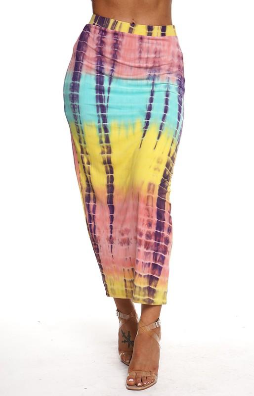 TIE DYE MAXI SKIRT | YELLOW