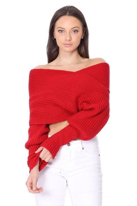 BOLERO WRAP SWEATER | red |