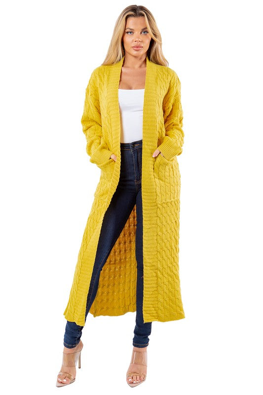 Mustard open front cardigan hotsell