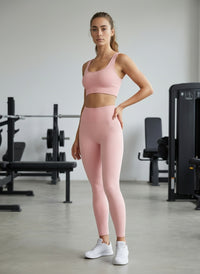 RIBBED SEAMLESS LEGGING SET | pink |