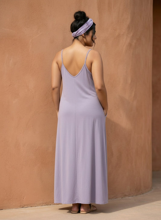 V-NECK MAXI SUNDRESS | LILAC |