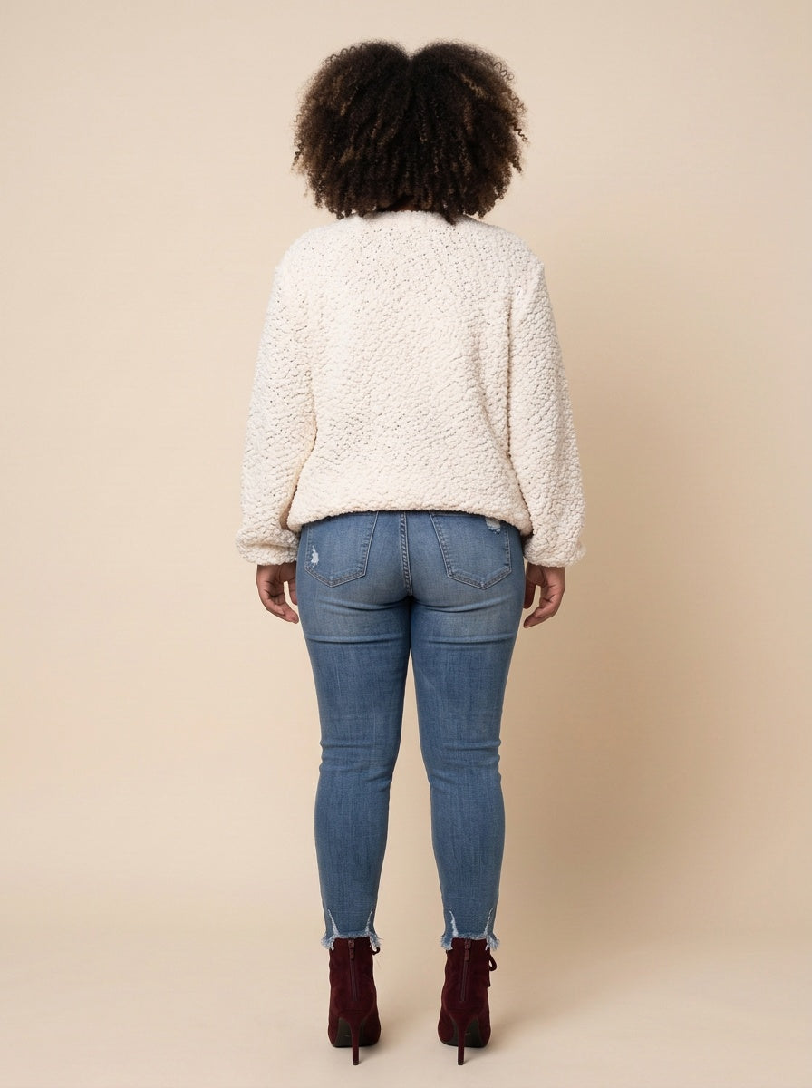 POPCORN SWEATER | CURVY | ivory|