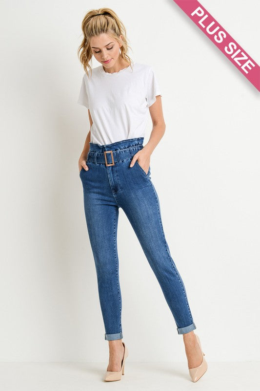 HIGH WAIST PAPERBAG JEANS | CURVY |