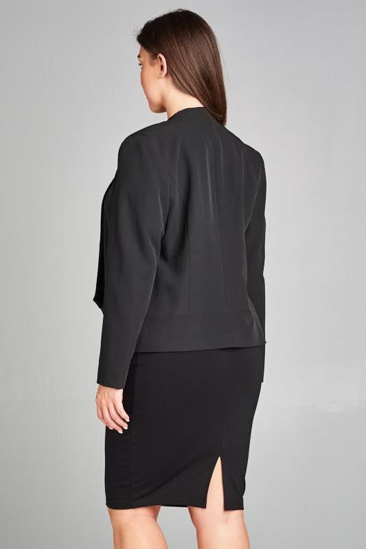 DRAPED COLLAR BLAZER | CURVY | black| navy|