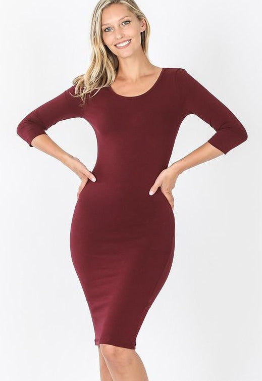 MIDI DRESS |black | burgundy | olive | navy |