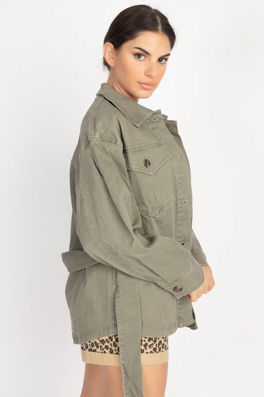 BELTED DENIM SHACKET