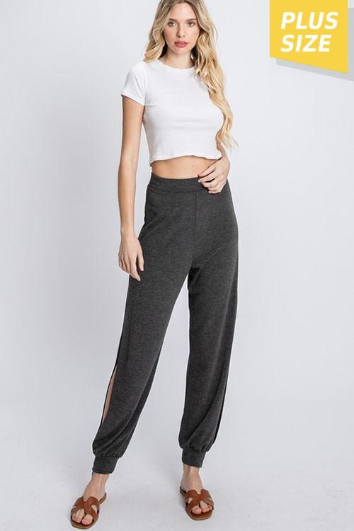 HAREM PANTS W/SIDE SLIT | CURVY |