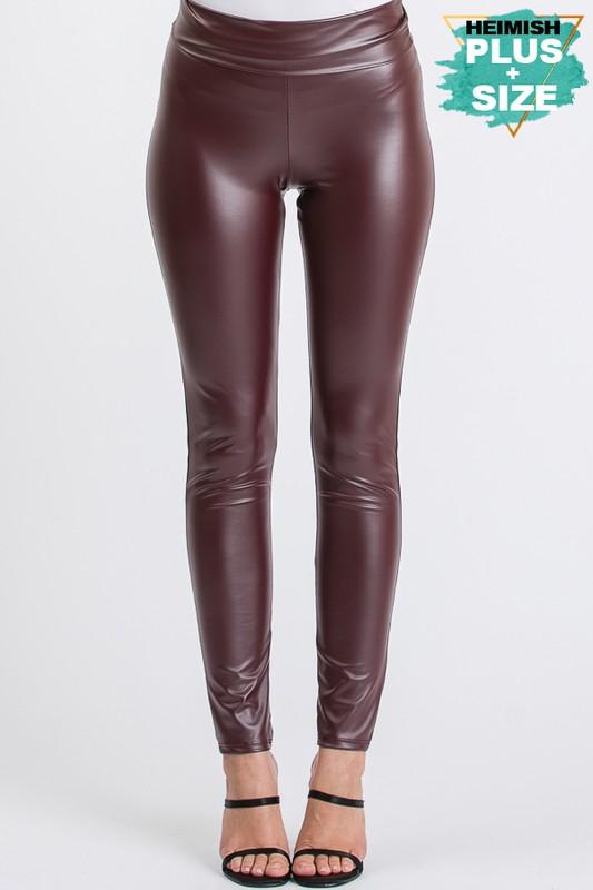 FAUX LEATHER HIGH WAIST LEGGINGS | CURVY | black| burgundy|