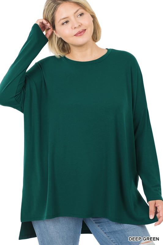 BUTTERY SOFT HIGH LOW HEM TOP| burgundy| mustard| hunter green| bone|