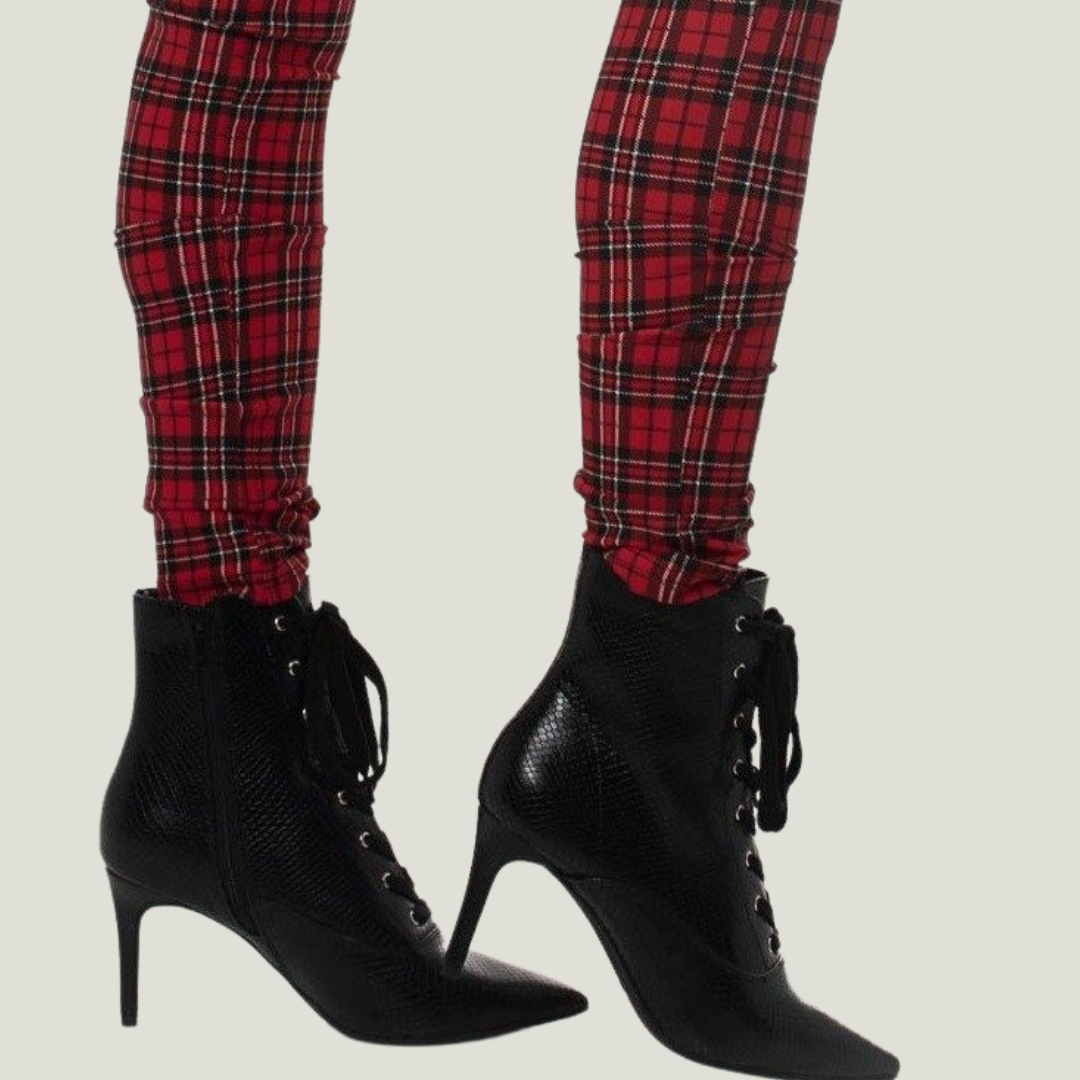 LACE UP ANKLE BOOTIES | black snake print |