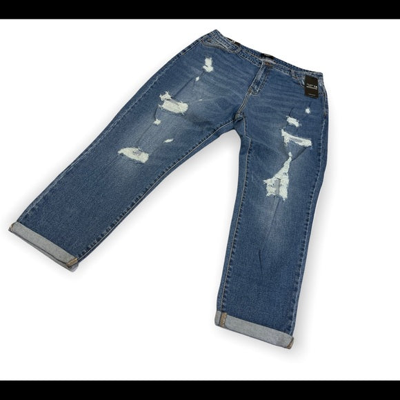 HIGH WAIST BOYFRIEND JEANS| CURY| dark denim |