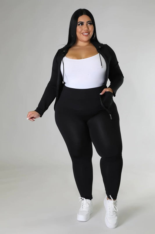 ACTIVEWEAR ZIP UP HOODIE AND LEGGING SET | CURVY |