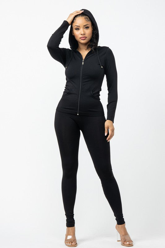 ACTIVEWEAR ZIP UP HOODIE AND LEGGING SET – Blended Boutique