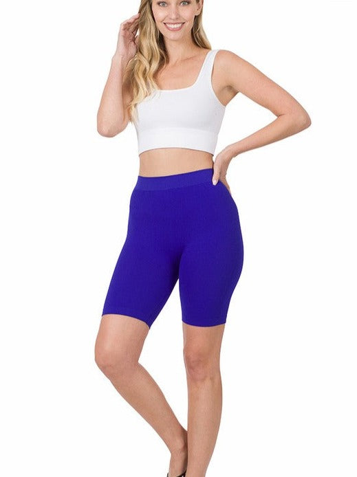 RIBBED SEAMLESS BIKER SET | blue |