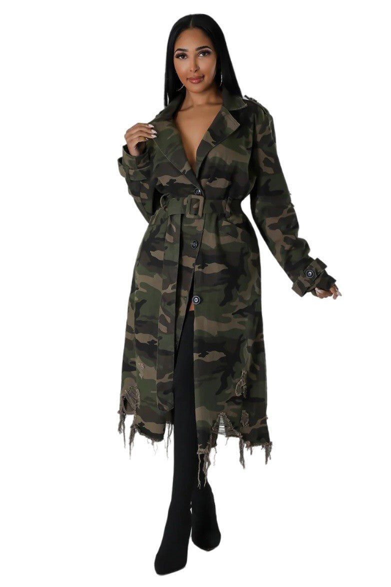 DISTRESSED CAMO TRENCH