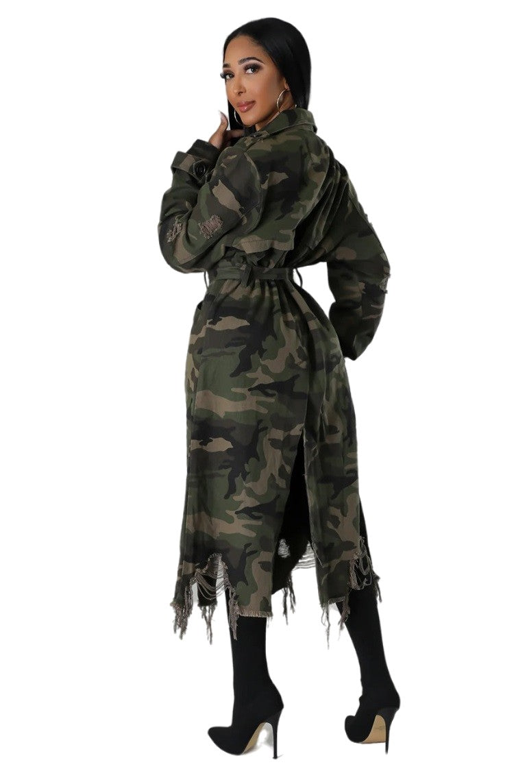 DISTRESSED CAMO TRENCH