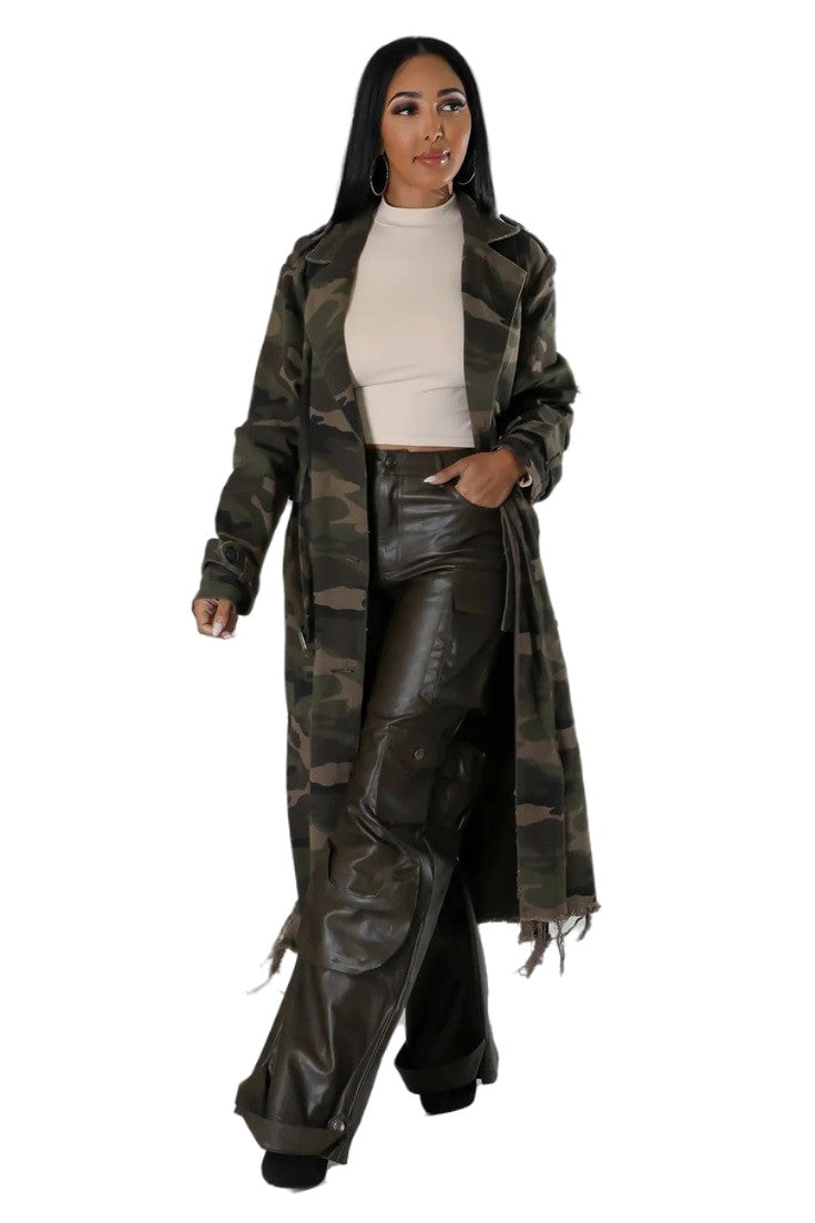 DISTRESSED CAMO TRENCH