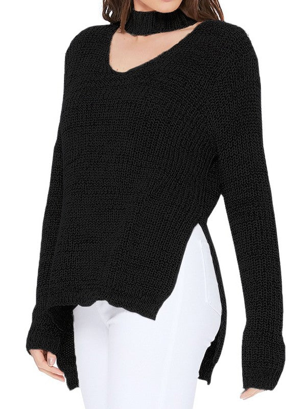 HI-LOW SIDE SPLIT SWEATER