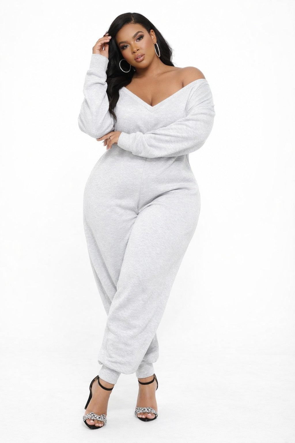 THE HIGHLINE OFF-THE-SHOULDER JUMPSUIT | HEATHER GREY