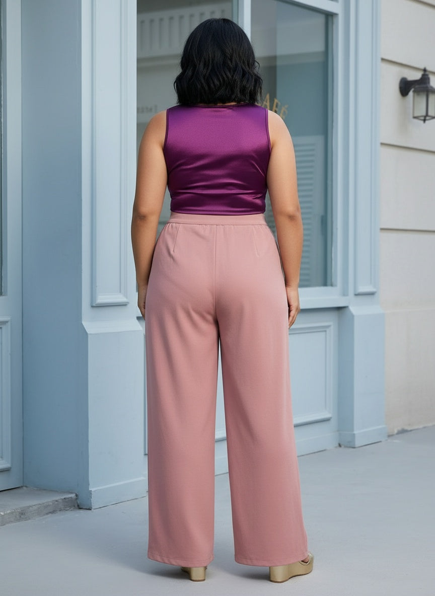 HIGH WAIST WIDE LEG TROUSER| CURVY |