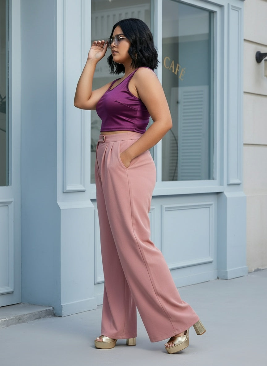 HIGH WAIST WIDE LEG TROUSER| CURVY |