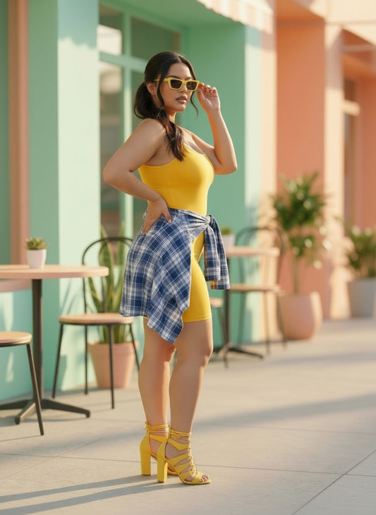 BODYCON MINI DRESS | CURVY | yellow |