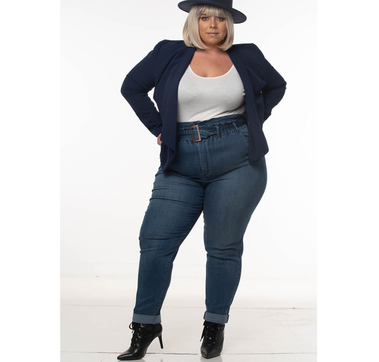 HIGH WAIST PAPERBAG JEANS | CURVY |