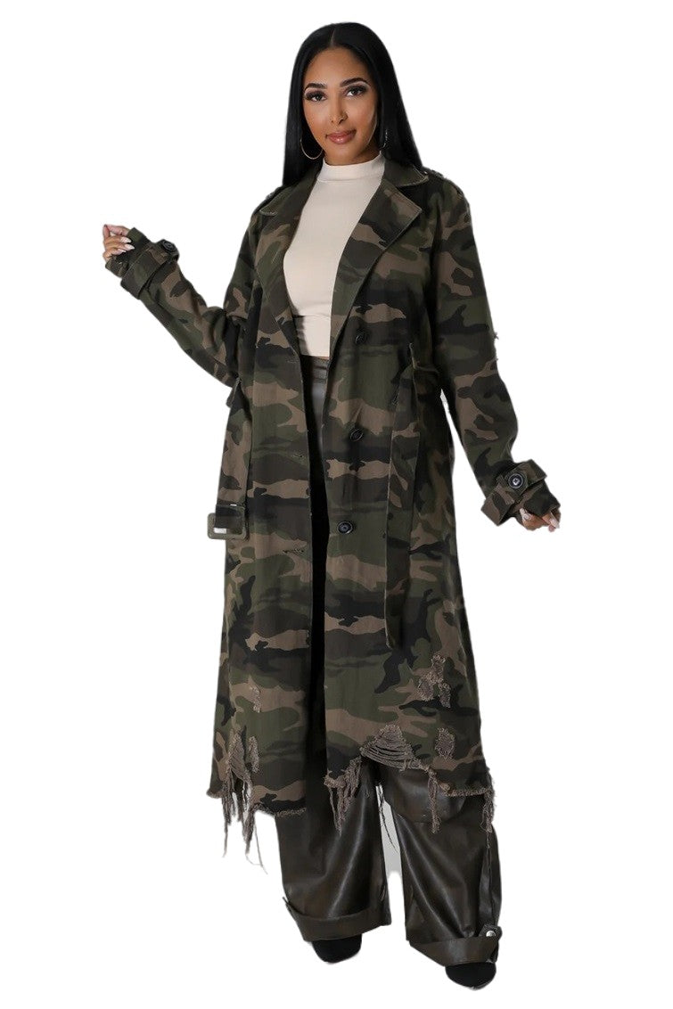 DISTRESSED CAMO TRENCH