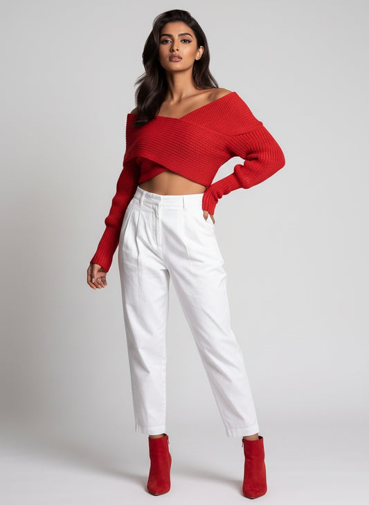 BOLERO WRAP SWEATER | red |