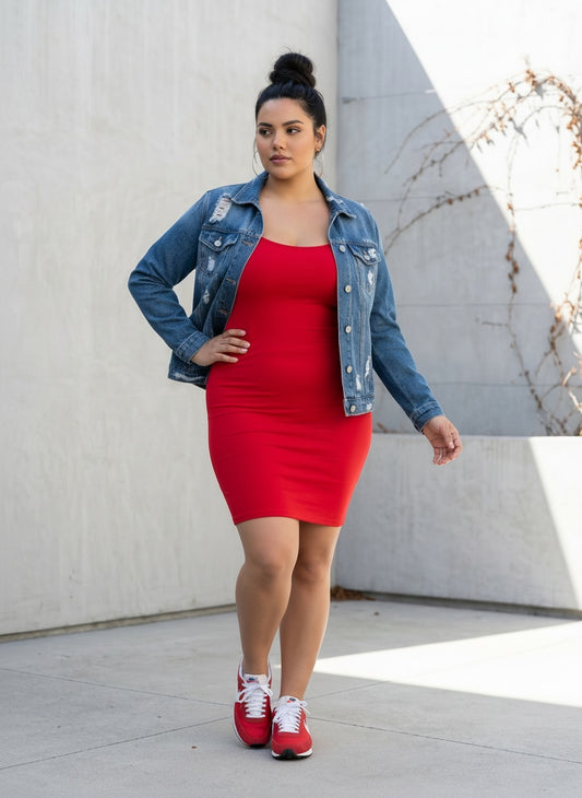 BODYCON MINI DRESS | CURVY | red|