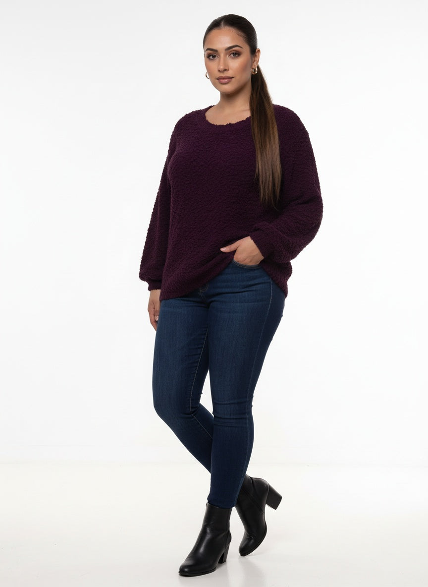 POPCORN SWEATER | CURVY | grape |