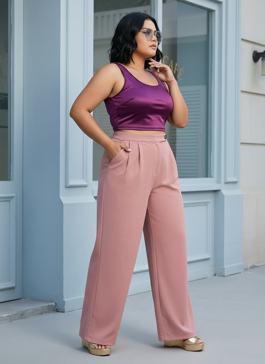 HIGH WAIST WIDE LEG TROUSER| CURVY |