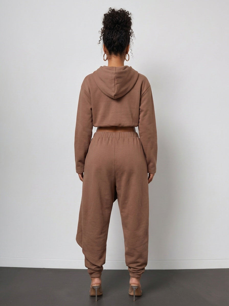 ASYMMETRIC MOTION FLEECE SET | ESPRESSO