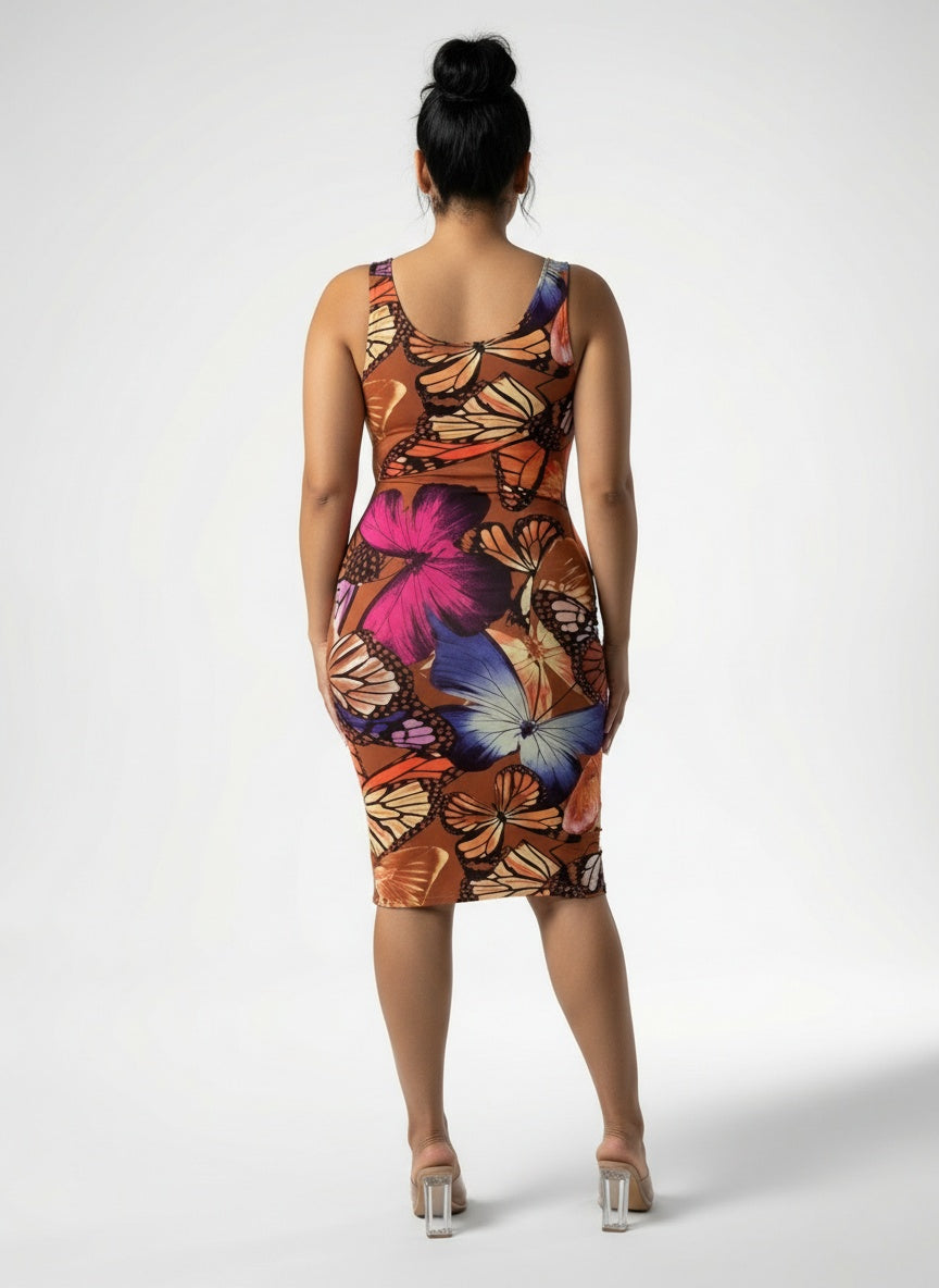 BUTTERFLY MIDI DRESS | CURVY |