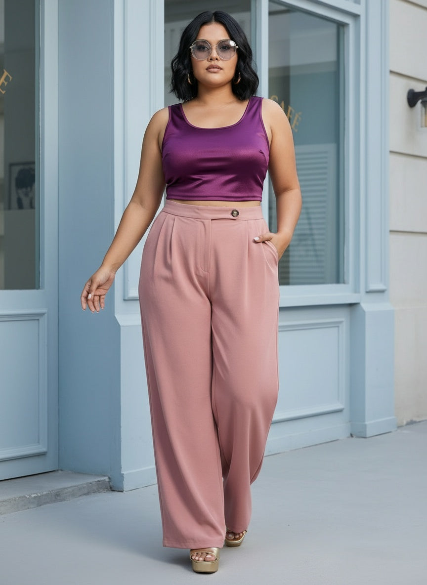 HIGH WAIST WIDE LEG TROUSER| CURVY |