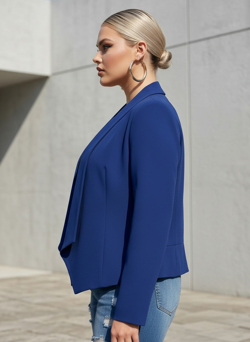 DRAPED COLLAR BLAZER | CURVY | black| navy|
