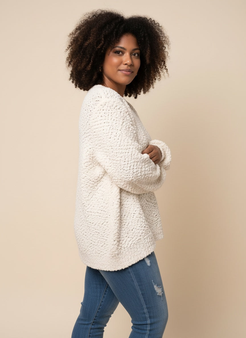 POPCORN SWEATER | CURVY | ivory|