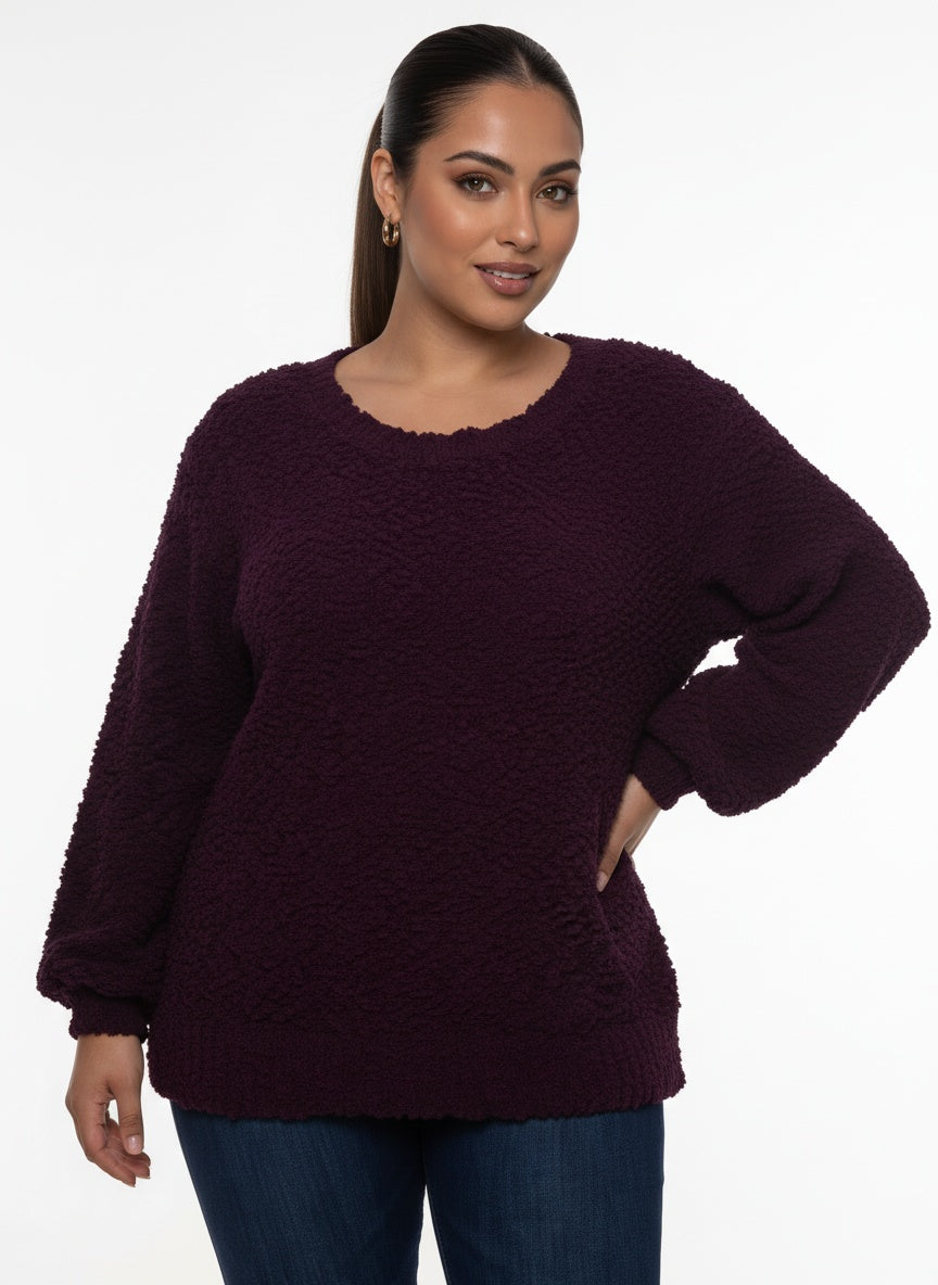POPCORN SWEATER | CURVY | grape |