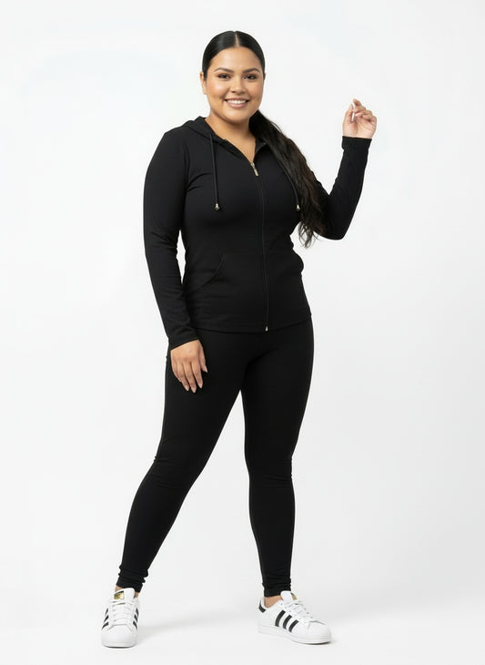 ACTIVEWEAR ZIP UP HOODIE AND LEGGING SET | CURVY |