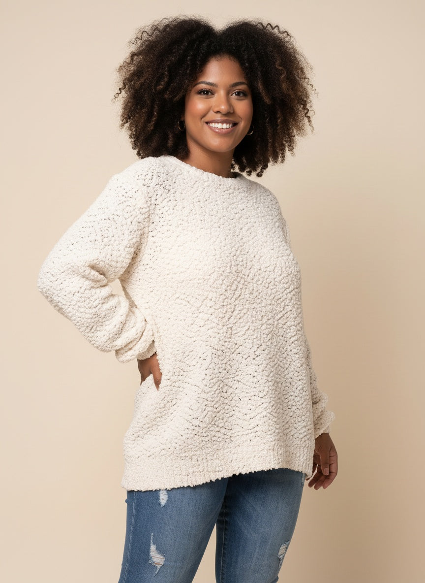 POPCORN SWEATER | CURVY | ivory|