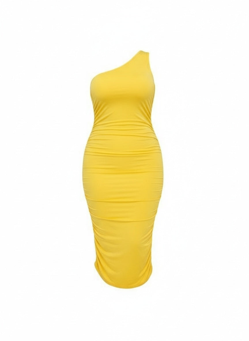 strapless open back dress One Shoulder Yellow Lace Long Prom Dress, One Shoulder Party Dress Eve –  formalgowns
