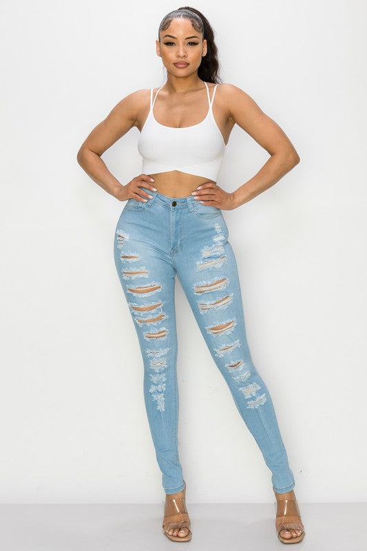 DISTRESSED SKINNY JEANS