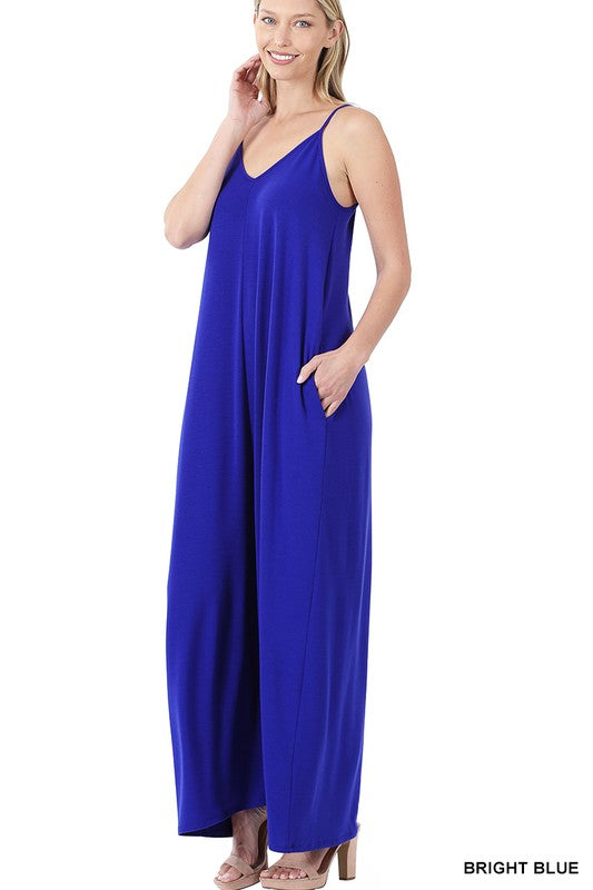 V-NECK MAXI SUN DRESS | BRIGHT BLUE |