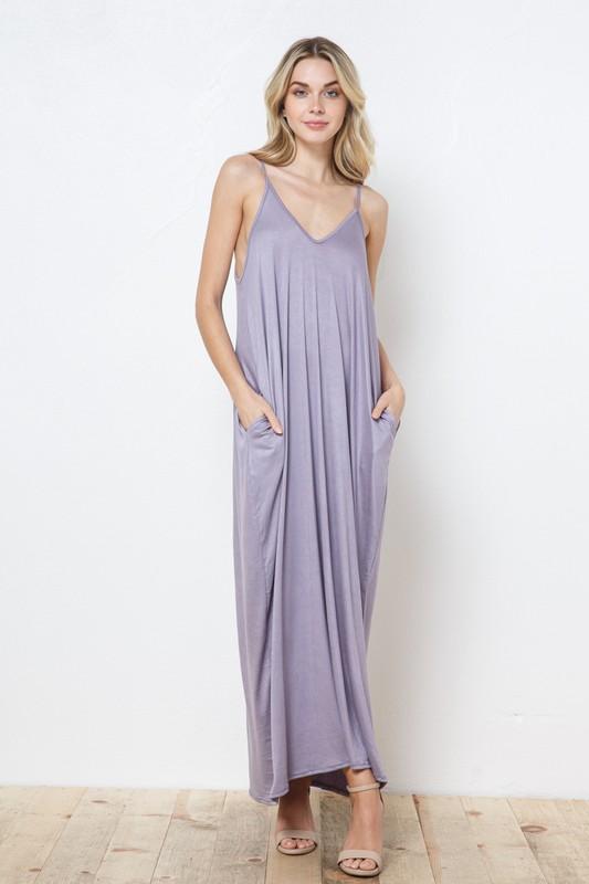 V-NECK MAXI SUNDRESS | LILAC |