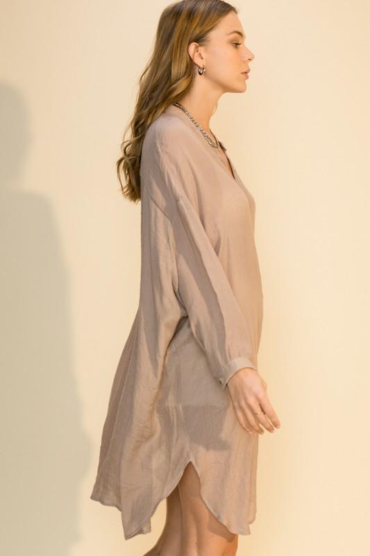 Sheer button hot sale up dress