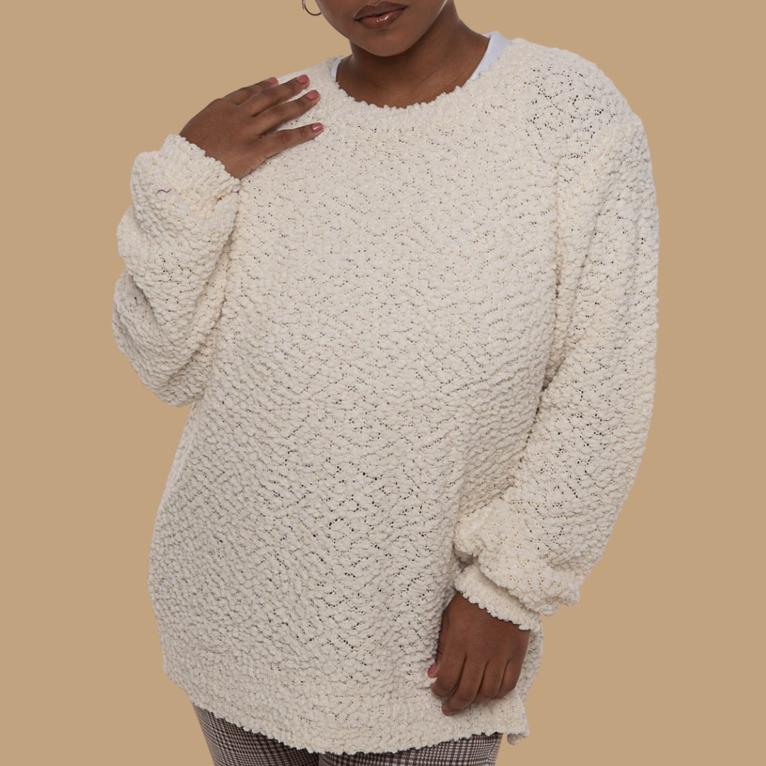 POPCORN SWEATER | CURVY | ivory|