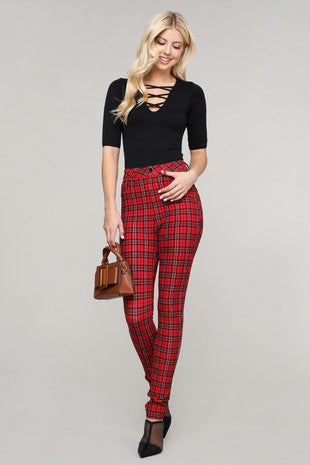 Red Plaid Pants For Women