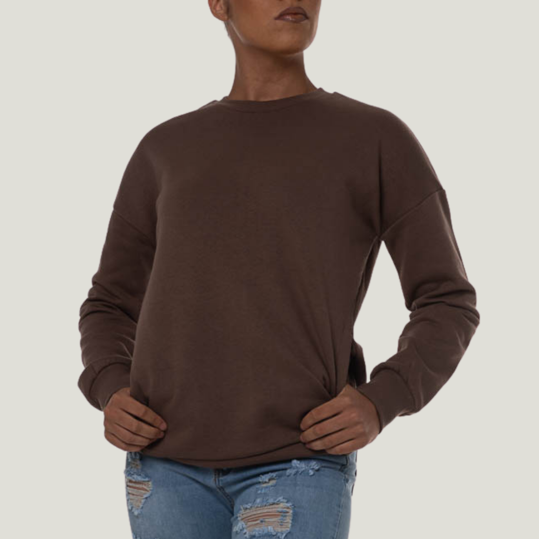 ROUND NECK SWEATSHIRT |mocha | sizes up to 3XL |