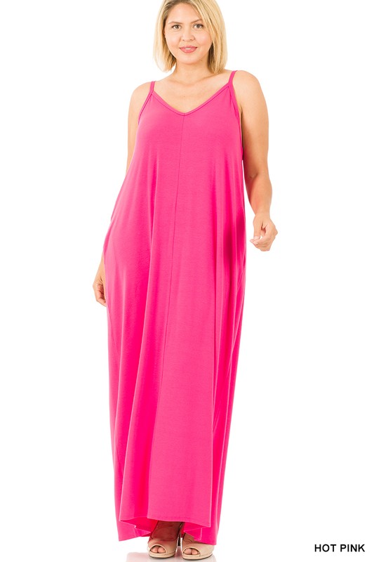 V-NECK MAXI SUN DRESS | HOT PINK |