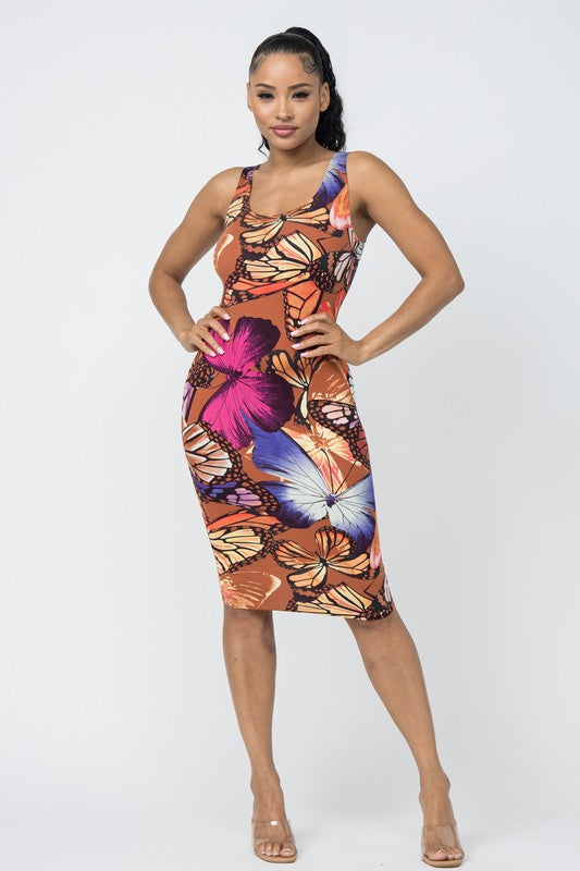 BUTTERFLY MIDI DRESS | CURVY |